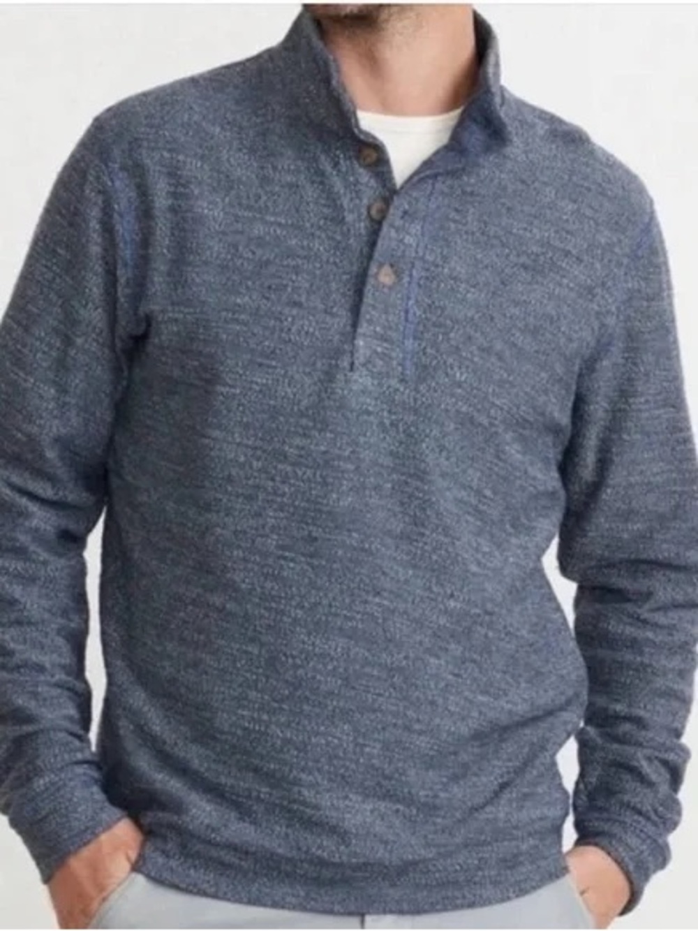 Marine Layer Clayton India Ink Navy Blue Flecked Knit Top